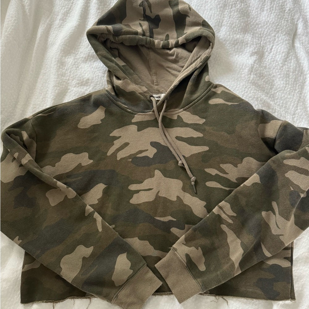 Garage Cropped Camo Hoodie Size L